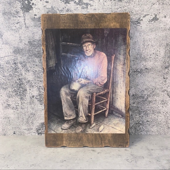 Wooden Block Painted Photograph of Man - Picture 5 of 11